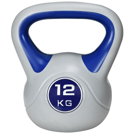 Kettlebell 12 kg, modrá, pro silový trénink a fitness