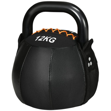 Kettlebell 12 kg s ocelovou rukojetí – černá, šetrný k podlaze