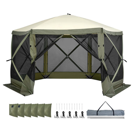 12x12 Pop-Up Screen Tent Gazebo, 6-Sided Mosquito Net