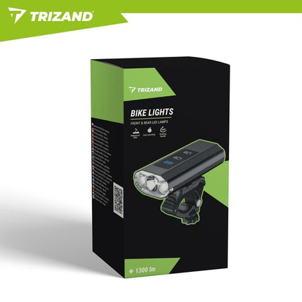 Sada LED světel na kolo 1300lm, USB-C, vodotěsná IP65