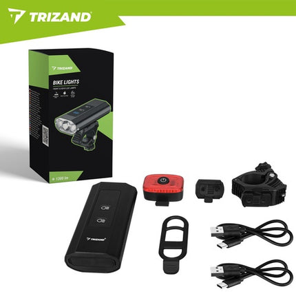 Sada LED světel na kolo 1300lm, USB-C, vodotěsná IP65