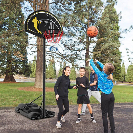 Přenosný basketbalový koš se stojanem 130-305cm, výškově nastavitelný, s kolečky