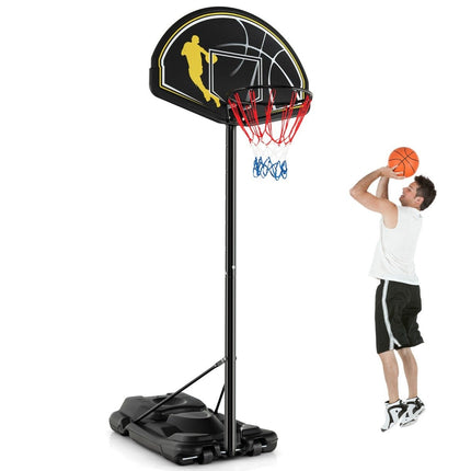 Přenosný basketbalový koš se stojanem 130-305cm, výškově nastavitelný, s kolečky