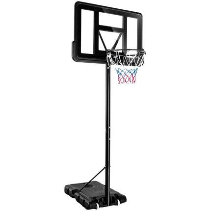 Basketbalový koš se stojanem 130 - 305 cm, síťka a 2 kolečka, výškově nastavitelný, černý