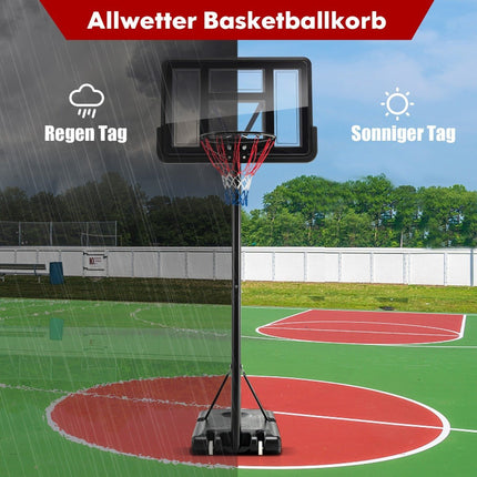 Výškově nastavitelný basketbalový koš se stojanem 130 cm - 305 cm a 2 kolečky, černý
