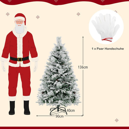 Umělý vánoční stromek 136 cm se sněhem a 8 světelnými režimy