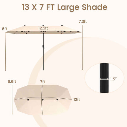 Oboustranný zahradní slunečník 13 Ft, klika, béžová