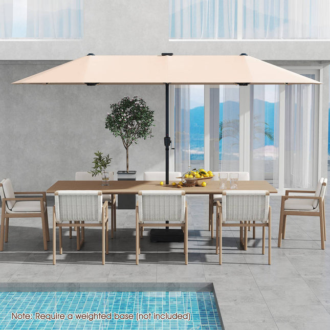 Oboustranný zahradní slunečník 13 Ft, solární LED, klika, béžová