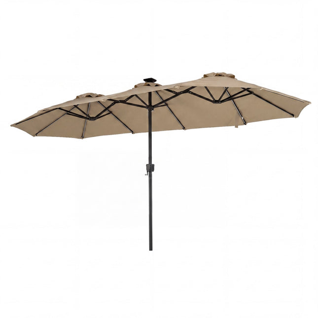 Oboustranný zahradní slunečník 13 Ft, solární LED, klika