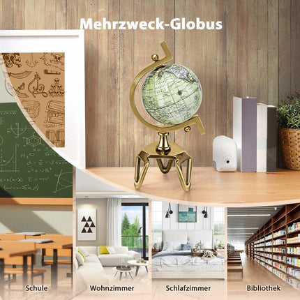 Ø 13 cm Starožitný globus s kovovou základnou Rotující studentský glóbus Geografický globus Ø 13 cm