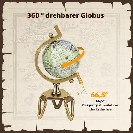 Ø 13 cm Starožitný globus s kovovou základnou Rotující studentský glóbus Geografický globus Ø 13 cm
