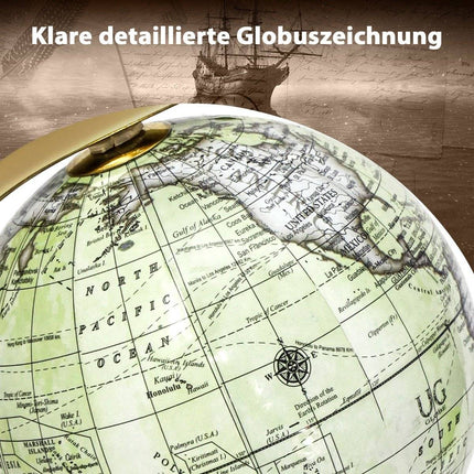 Ø 13 cm Starožitný globus s kovovou základnou Rotující studentský glóbus Geografický globus Ø 13 cm