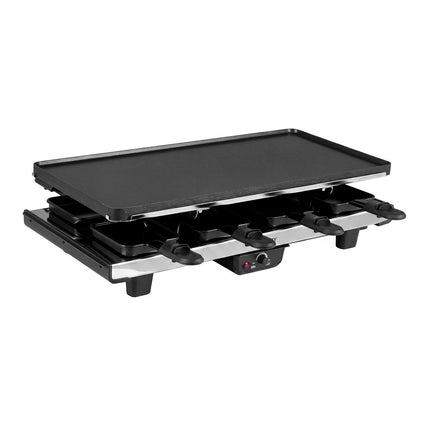 1400W Raclette Grill with Reversible Non-Stick Plate, 8 Pans