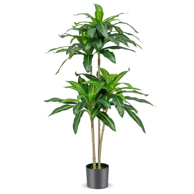 140 cm Kunstplant Dracena met pot & 92 bladeren Kunstplant Kunstboom Palmgroen