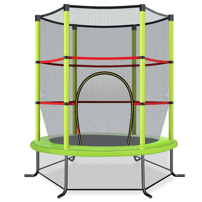 Zahradní trampolína Ø140cm s ochrannou sítí, nosnost do 135KG, pro děti od 3 let, zelená