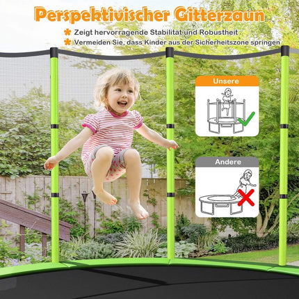 Zahradní trampolína Ø140cm s ochrannou sítí, nosnost do 135KG, pro děti od 3 let, zelená