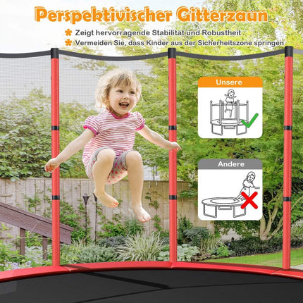 Zahradní trampolína Ø140cm s ochrannou sítí, nosnost 135 kg, pro děti od 3 let, červená