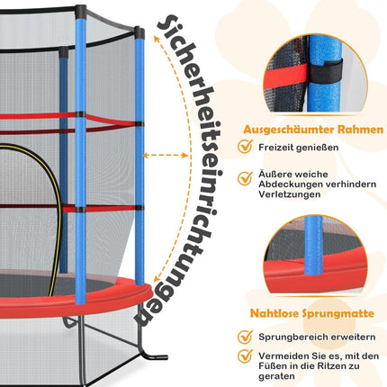 Ø140cm garden trampoline with safety net trampoline can hold up to 135 kg for children aged 3 and over, navy blue