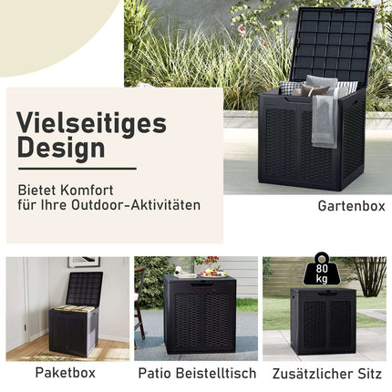 145L Outdoor Storage Box, Weatherproof, Rattan Design