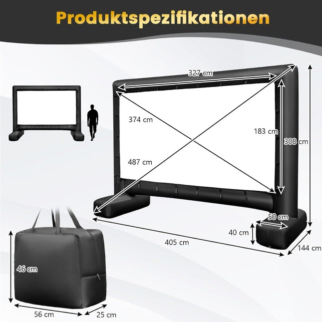 Nafukovací projekční plátno 147-Inch, 16:9, 4K HD, oboustranné