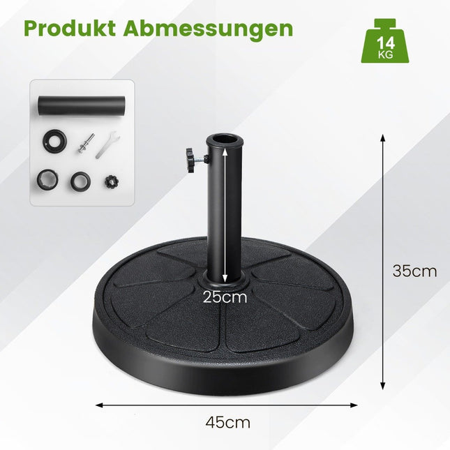 Těžký stojan na slunečník 14 kg, průměr 45 cm, pro tyče φ38/48 mm