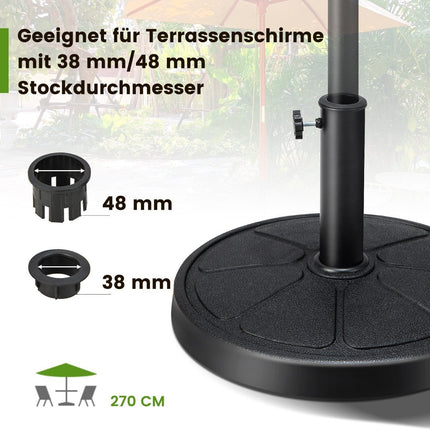 Těžký stojan na slunečník 14 kg, průměr 45 cm, pro tyče φ38/48 mm