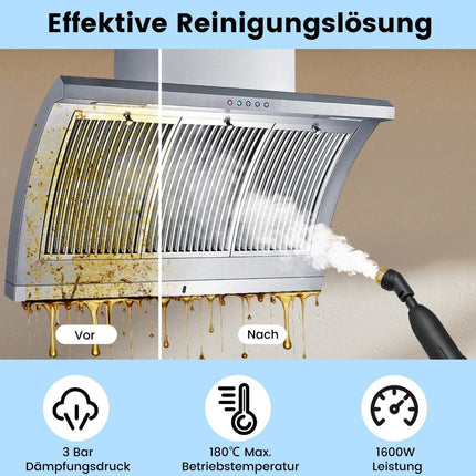 Ruční parní čistič 1500W, tlak 3 Bar, max. teplota 180°C
