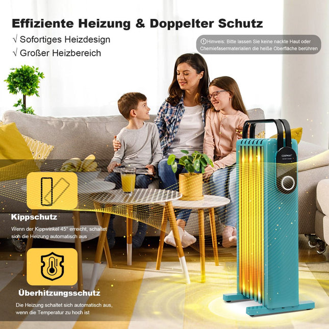 Olejový radiátor 1500W na kolečkách, 3 stupně výkonu