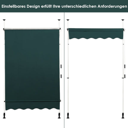 Nastavitelná balkonová markýza 150 cm odolná proti UV, zelená