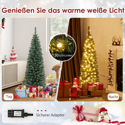 Umělý vánoční stromek 150 cm se 150 LED, zelený