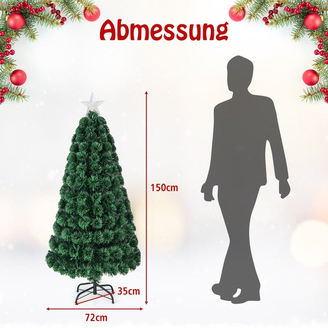 150cm Kunstkerstboom met 8 lichtstanden Glasvezel glasvezel kerstboom
