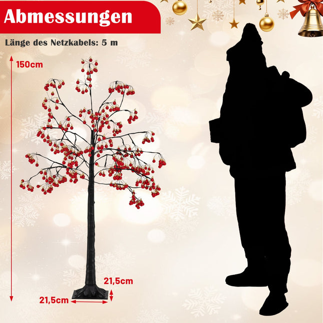 Umělý vánoční stromek 150 cm s LED světly a červenými ozdobami