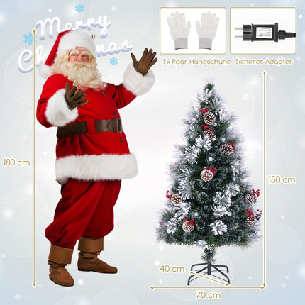 Umělý vánoční stromek 150 cm s osvětlením, sněhem a hvězdou na špici