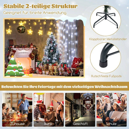 Umělý vánoční stromek 150 cm s osvětlením, sněhem a hvězdou na špici