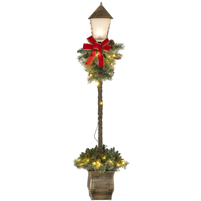 Metal Christmas lantern with LED Fairy Lights, cones and bow