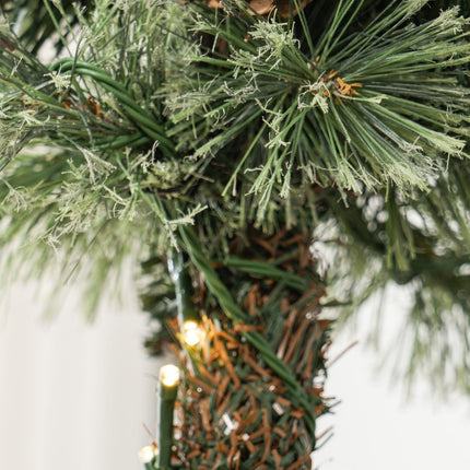 Metal Christmas lantern with LED Fairy Lights, cones and bow