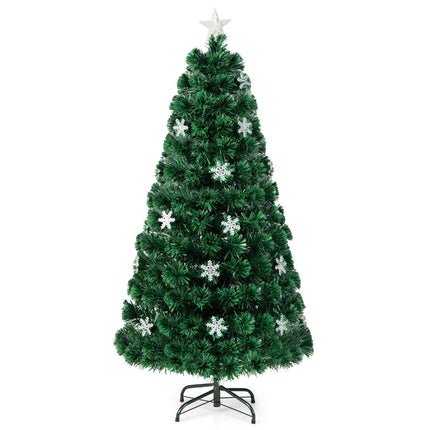 Vánoční stromek 150cm s optickými vlákny – 24 LED, sněhové vločky