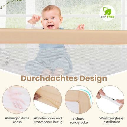 150 cm Foldable Toddler Bed Rail with Breathable Mesh