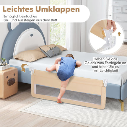 150 cm Foldable Toddler Bed Rail with Breathable Mesh