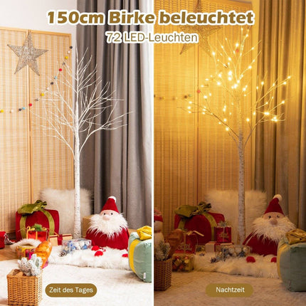Svítící LED bříza 150 cm s teple bílými LED světly