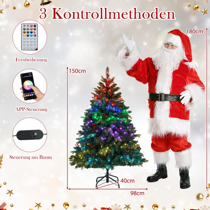 Vánoční stromek 150 cm s předinstalovanými RGB světly a dálkovým ovládáním