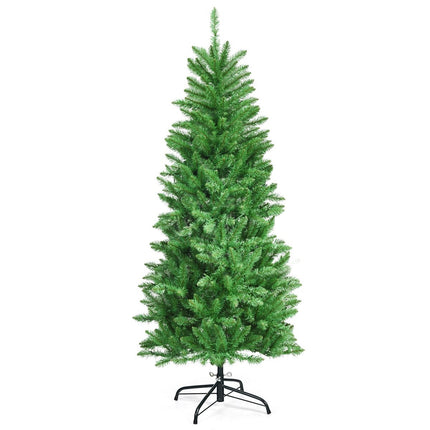 150 cm hoher beleuchteter künstlicher Bleistift-Weihnachtsbaum mit warmweiß-grünen Lichtern