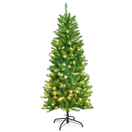 150 cm hoher beleuchteter künstlicher Bleistift-Weihnachtsbaum mit warmweiß-grünen Lichtern