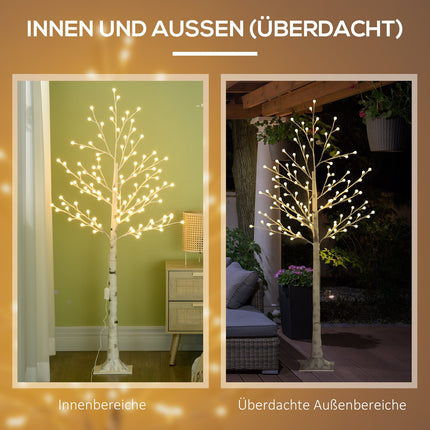 Svítící LED bříza 150 cm, 120 teple bílých světel, 3 stupně jasu