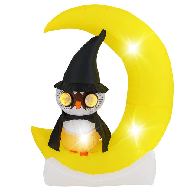 155CM LED opblaasbare uilen staand op de maan, verschrikkelijke Halloween-decoratie