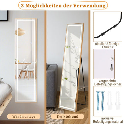 155cm full length mirror with golden aluminum frame & explosion-proof film rectangular standing mirror