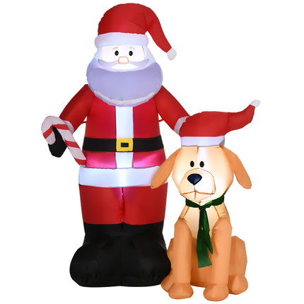Nafukovací Santa 157cm se psem, LED osvětlení, voděodolný