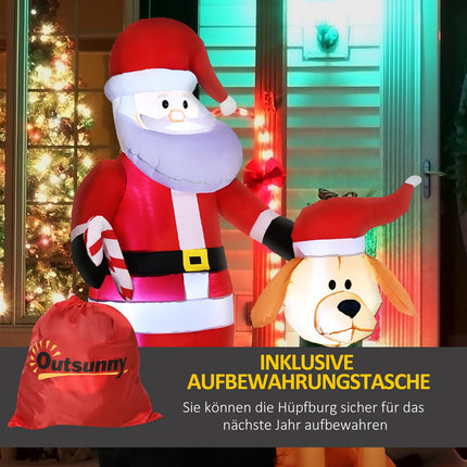 Nafukovací Santa 157cm se psem, LED osvětlení, voděodolný