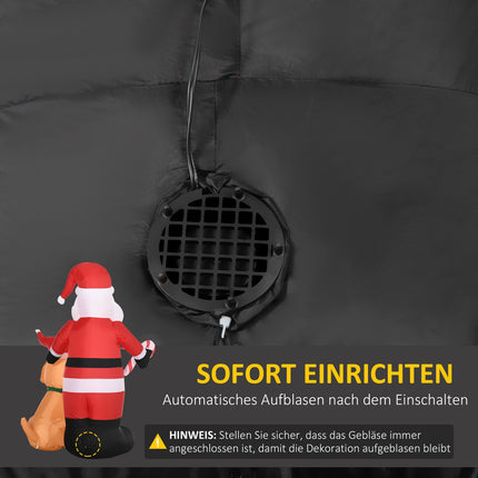 Nafukovací Santa 157cm se psem, LED osvětlení, voděodolný