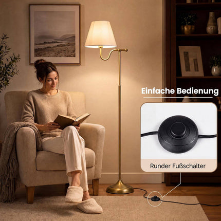 158 cm Floor Lamp with Fabric Shade & Foot Switch